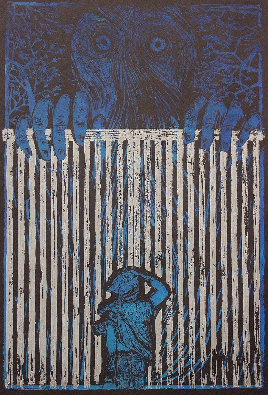 A  relief print (2016) by Raian Forrester-Herndon, Strath Haven High School