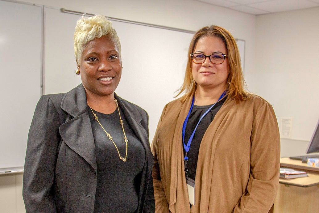 Lapina Burris of Collingdale with interviewer Camille Evans of Penn Medicine