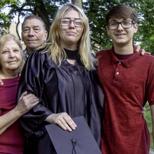 Family photo at graduation
