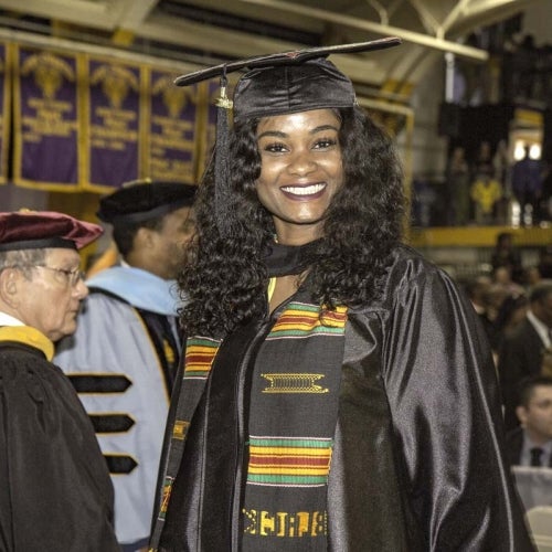 Graduate smiling
