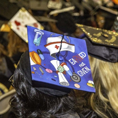 Decorated cap at graduation