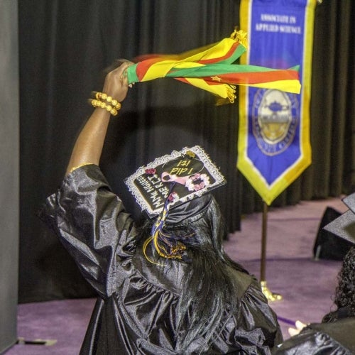 Grad celebrating at commencement