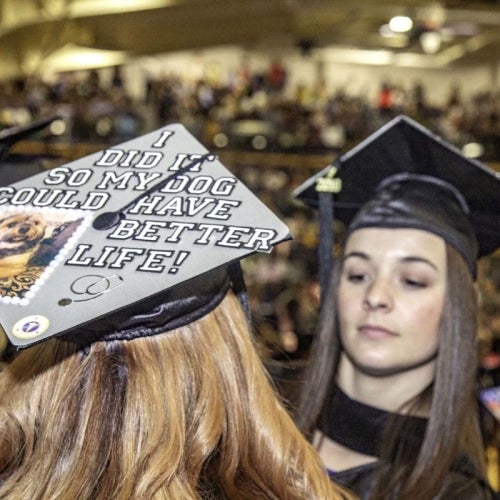 Decorated cap during ceremony