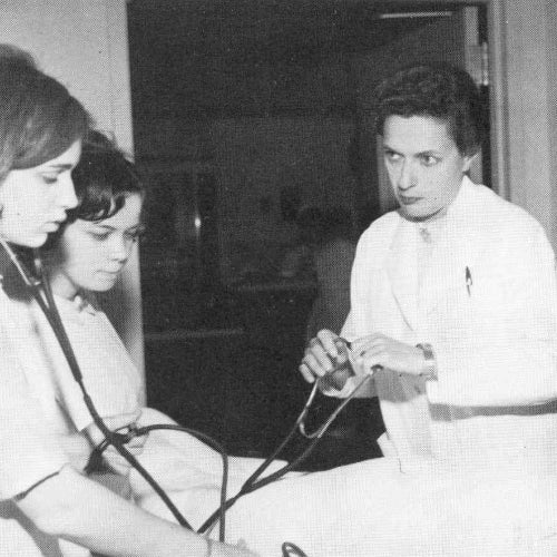 Old photo of the both the college and students