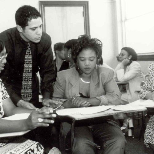 Old photo of the both the college and students