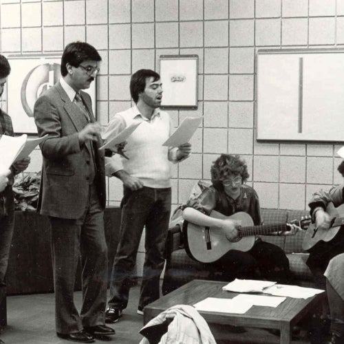 Old photo of the both the college and students