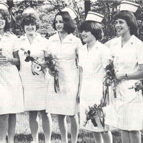 Old photo of the both the college and students
