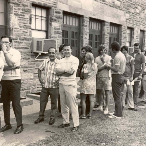 Old photo of the both the college and students
