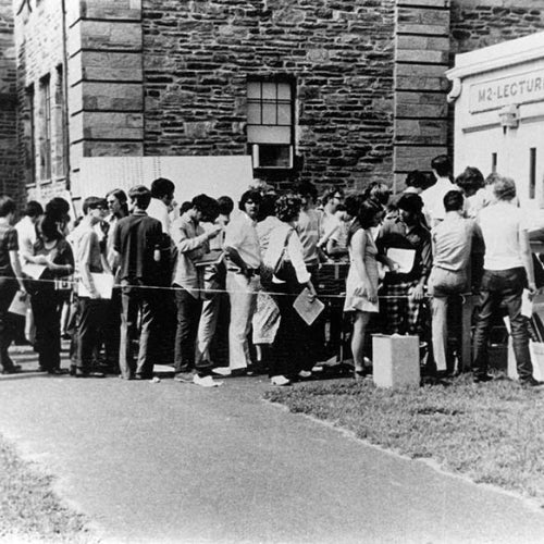 Old photo of the both the college and students